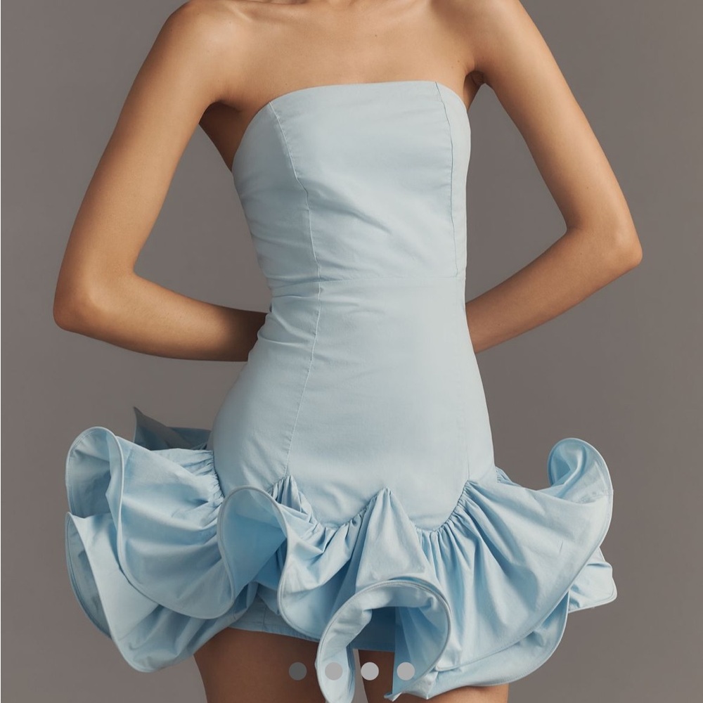 Anthropologie Maeve Strapless Ruffle Mini Dress NWT M